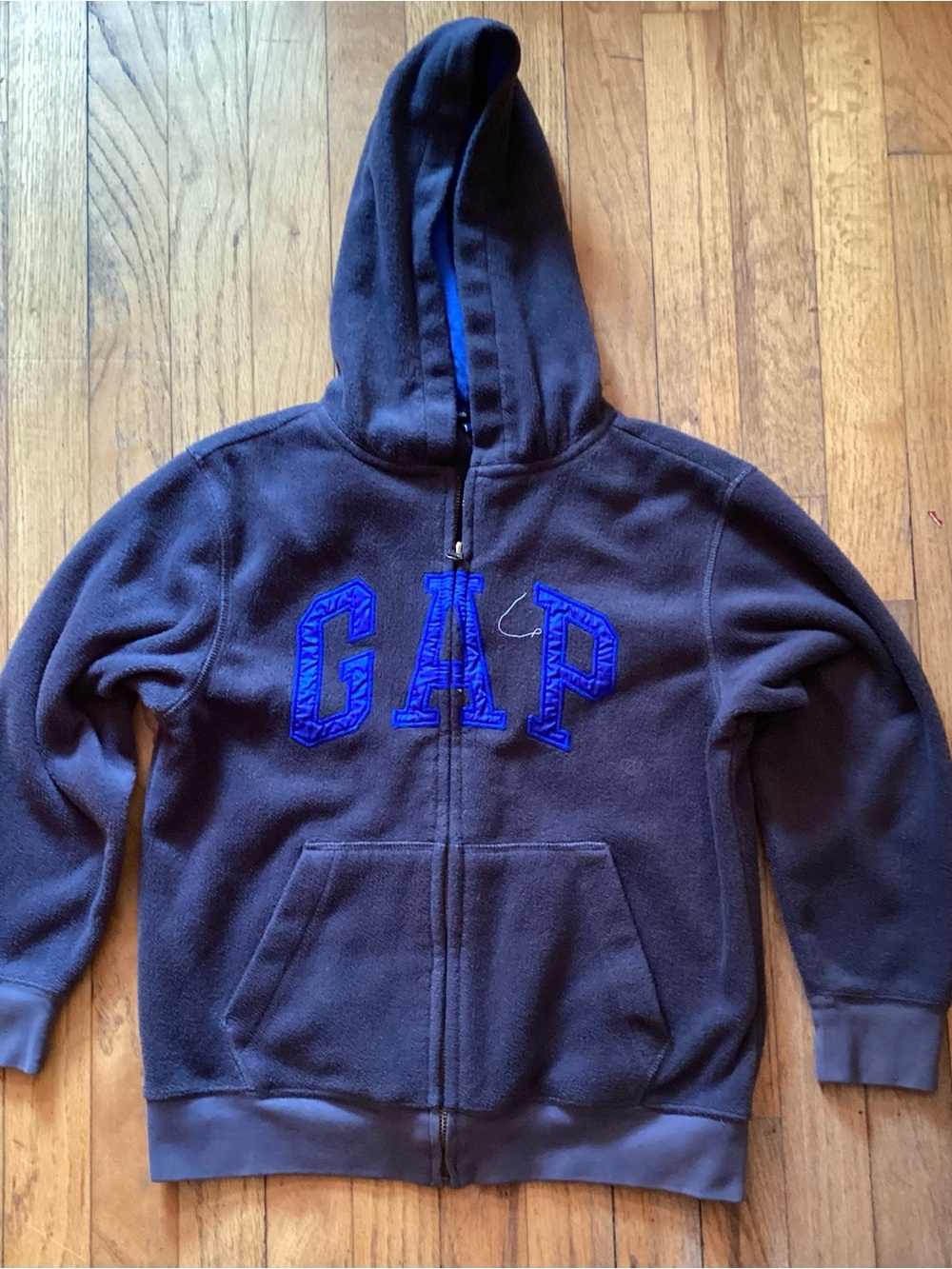 31A GapKids Gray Hooded Zip Jacket with Blue Logo